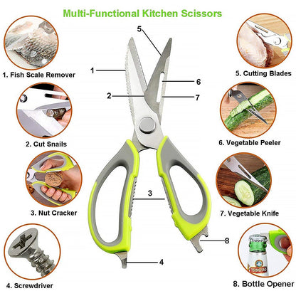 Multi - Purpose Kitchen Shears with Magnetic Holder, Stainless Steel, Red Multifunction Heavy Duty and Kitchen Scissors - infinityexculsivestore.com