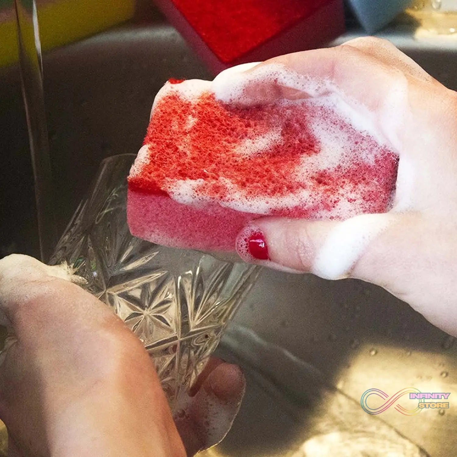 Multi - Purpose Multi Color Scratch Scrub Sponges (10 Pcs Set) - infinityexculsivestore.com