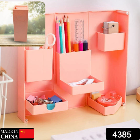Multi - Purpose Pen Holder, Foldable Magnetic Kawaii Desk Pen Holder Pencil Makeup Storage Box Desktop Organizer Stand Case School Office Stationery - infinityexculsivestore.com