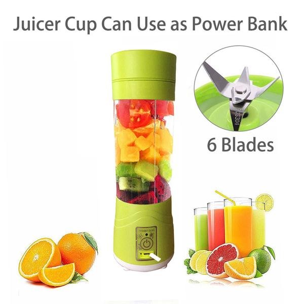 Multi - Purpose Portable USB Electric Juicer 6 - Blades, Protein Shaker, Blender Mixer Cup (380 ML) - infinityexculsivestore.com