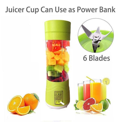 Multi - Purpose Portable USB Electric Juicer 6 - Blades, Protein Shaker, Blender Mixer Cup (380 ML) - infinityexculsivestore.com