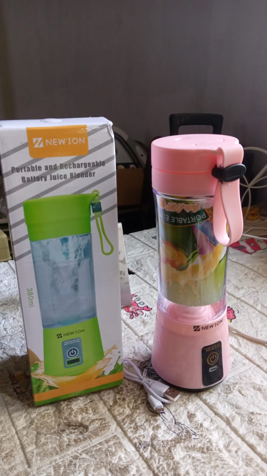 Multi - Purpose Portable USB Electric Juicer 6 - Blades, Protein Shaker, Blender Mixer Cup (380 ML) - infinityexculsivestore.com