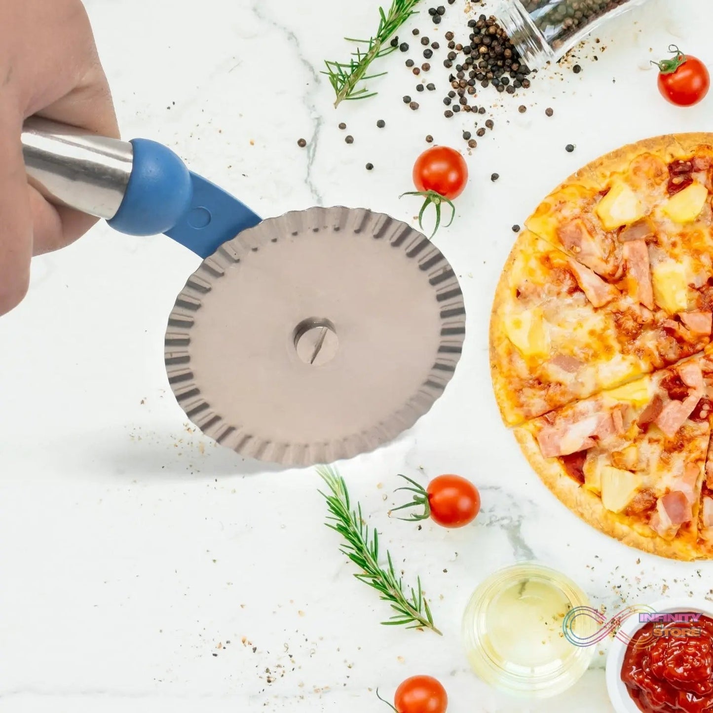 Multi Purpose Use Curly Pizza Cutter / Pastry Cutter / Sandwiches Cutter (1 Pc) - infinityexculsivestore.com