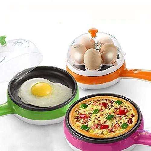Multi functional Electric 2 in 1 Egg Frying Pan with Egg Boiler Machine Measuring Cup with Handle - infinityexculsivestore.com