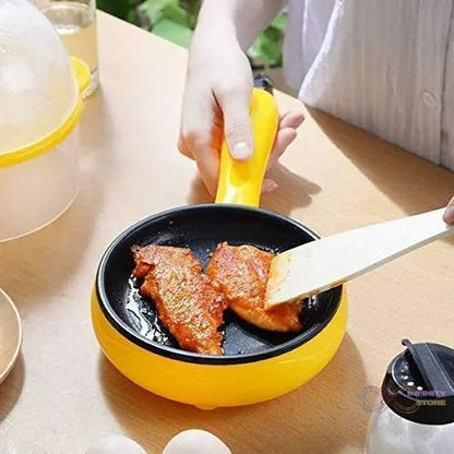 Multi functional Electric 2 in 1 Egg Frying Pan with Egg Boiler Machine Measuring Cup with Handle - infinityexculsivestore.com