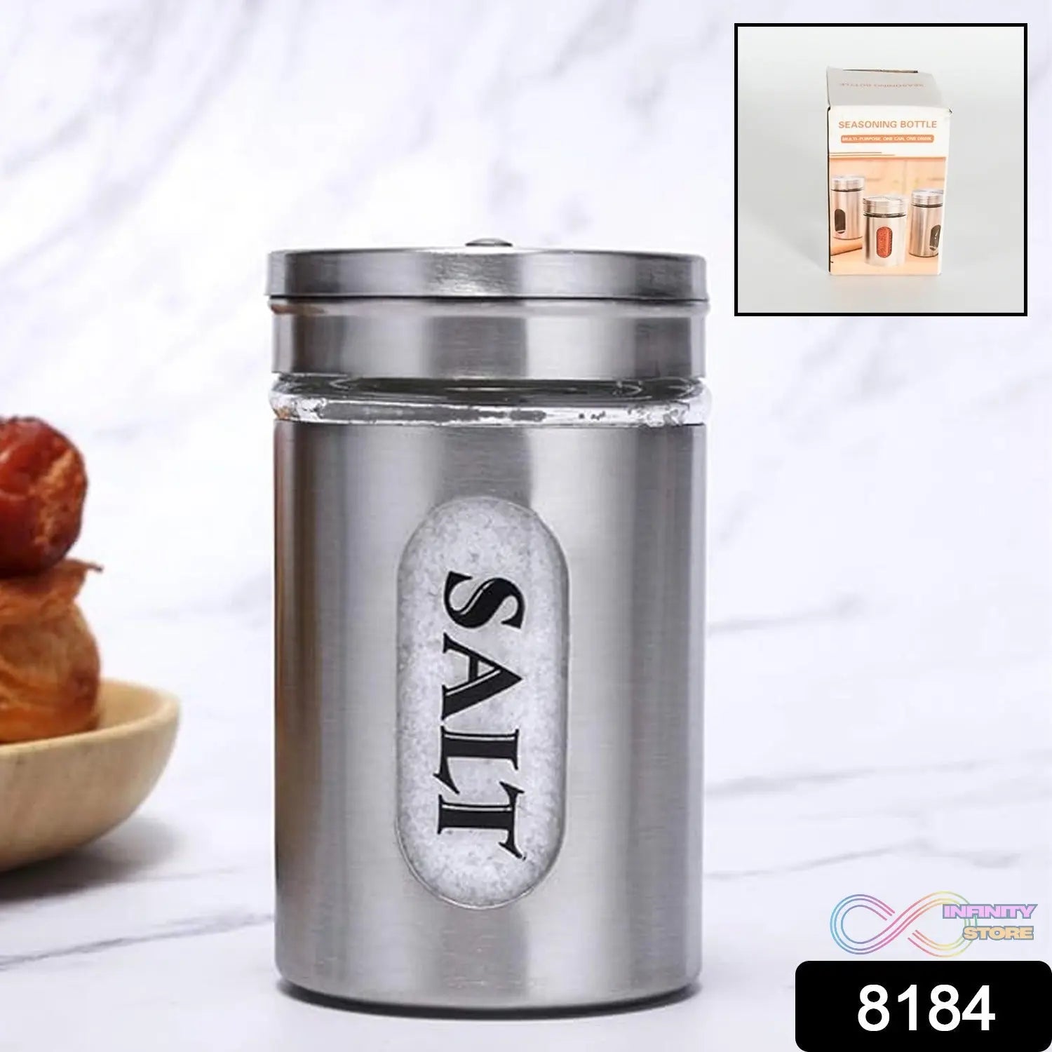Multi - purpose Seasoning Bottle, Salt and Pepper Shakers Stainless Steel and Glass Set with Adjustable Pour Holes For Home Cooking Picnic, Camping Ration Salt Shakers (1 Pc) - infinityexculsivestore.com