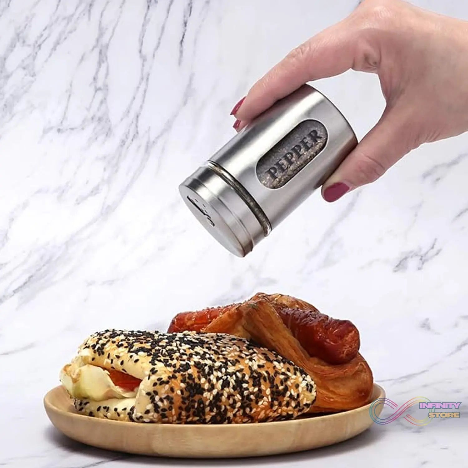 Multi - purpose Seasoning Bottle, Salt and Pepper Shakers Stainless Steel and Glass Set with Adjustable Pour Holes For Home Cooking Picnic, Camping Ration Salt Shakers (1 Pc) - infinityexculsivestore.com