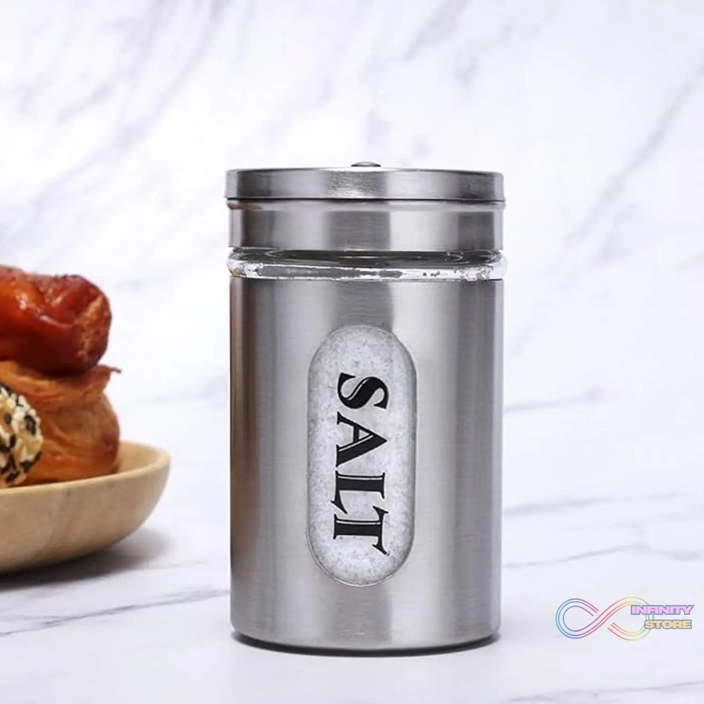 Multi - purpose Seasoning Bottle, Salt and Pepper Shakers Stainless Steel and Glass Set with Adjustable Pour Holes For Home Cooking Picnic, Camping Ration Salt Shakers (1 Pc) - infinityexculsivestore.com