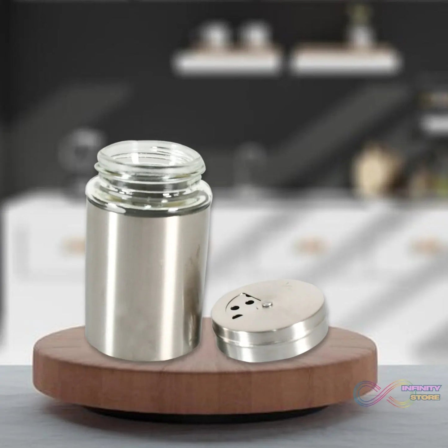 Multi - purpose Seasoning Bottle, Salt and Pepper Shakers Stainless Steel and Glass Set with Adjustable Pour Holes For Home Cooking Picnic, Camping Ration Salt Shakers (1 Pc) - infinityexculsivestore.com