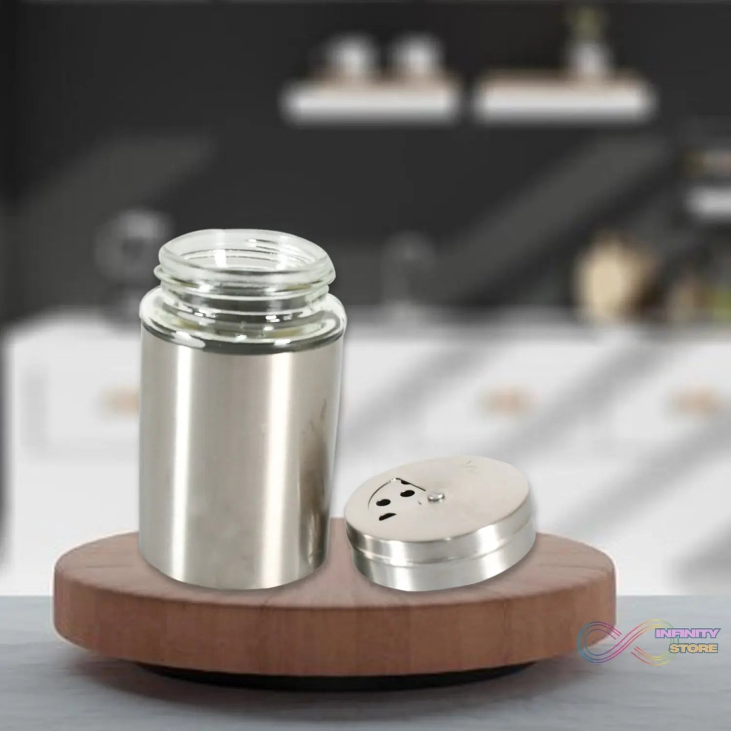 Multi - purpose Seasoning Bottle, Salt and Pepper Shakers Stainless Steel and Glass Set with Adjustable Pour Holes For Home Cooking Picnic, Camping Ration Salt Shakers (1 Pc) - infinityexculsivestore.com