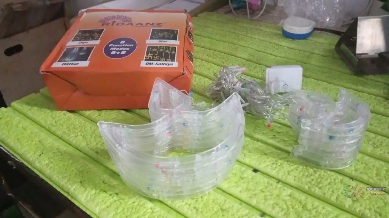 Multicolor 12 Diya Curtain String Lights, Window Curtain Lights with 8 Flashing Modes Decoration Light (Multi Color) - infinityexculsivestore.com