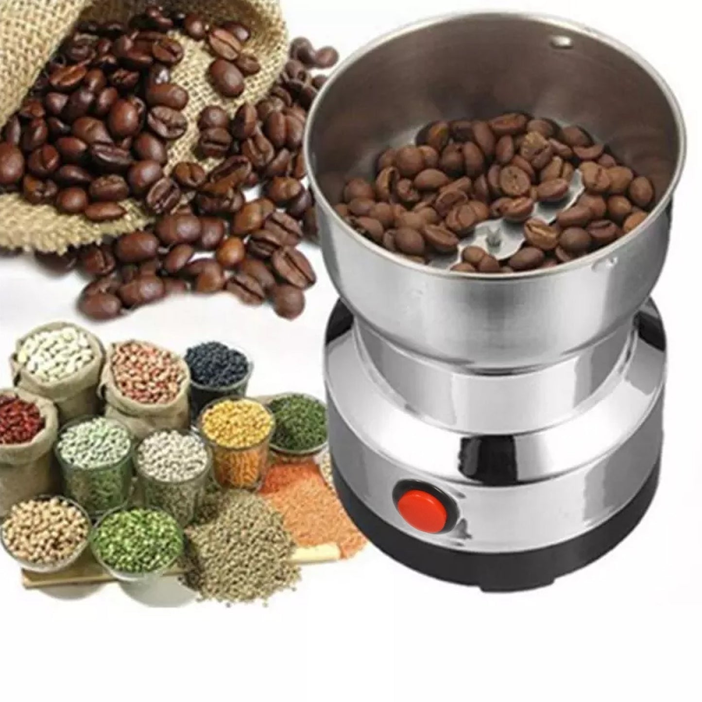 Multifunction Grinder Machine Electric Cereals Grain Mill Spice Herbs Grinding Machine Tool Stainless Steel Electric Coffee Bean for Home - infinityexculsivestore.com