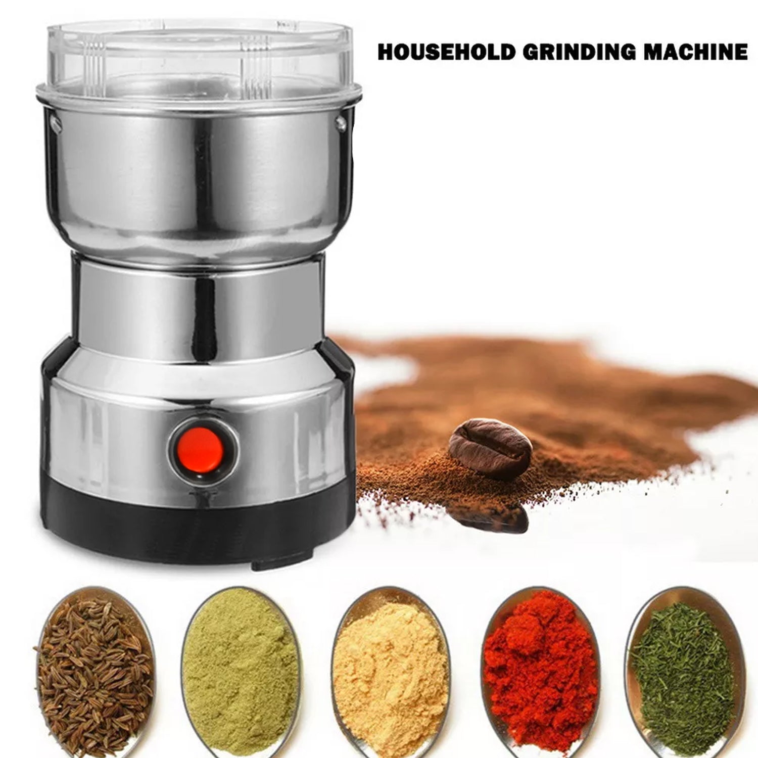 Multifunction Grinder Machine Electric Cereals Grain Mill Spice Herbs Grinding Machine Tool Stainless Steel Electric Coffee Bean for Home - infinityexculsivestore.com