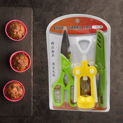 Multifunction Kitchen Tools Stainless Steel and Plastic Kitchen Knife and Scissor Ideal Accessory Set for Kitchen - infinityexculsivestore.com