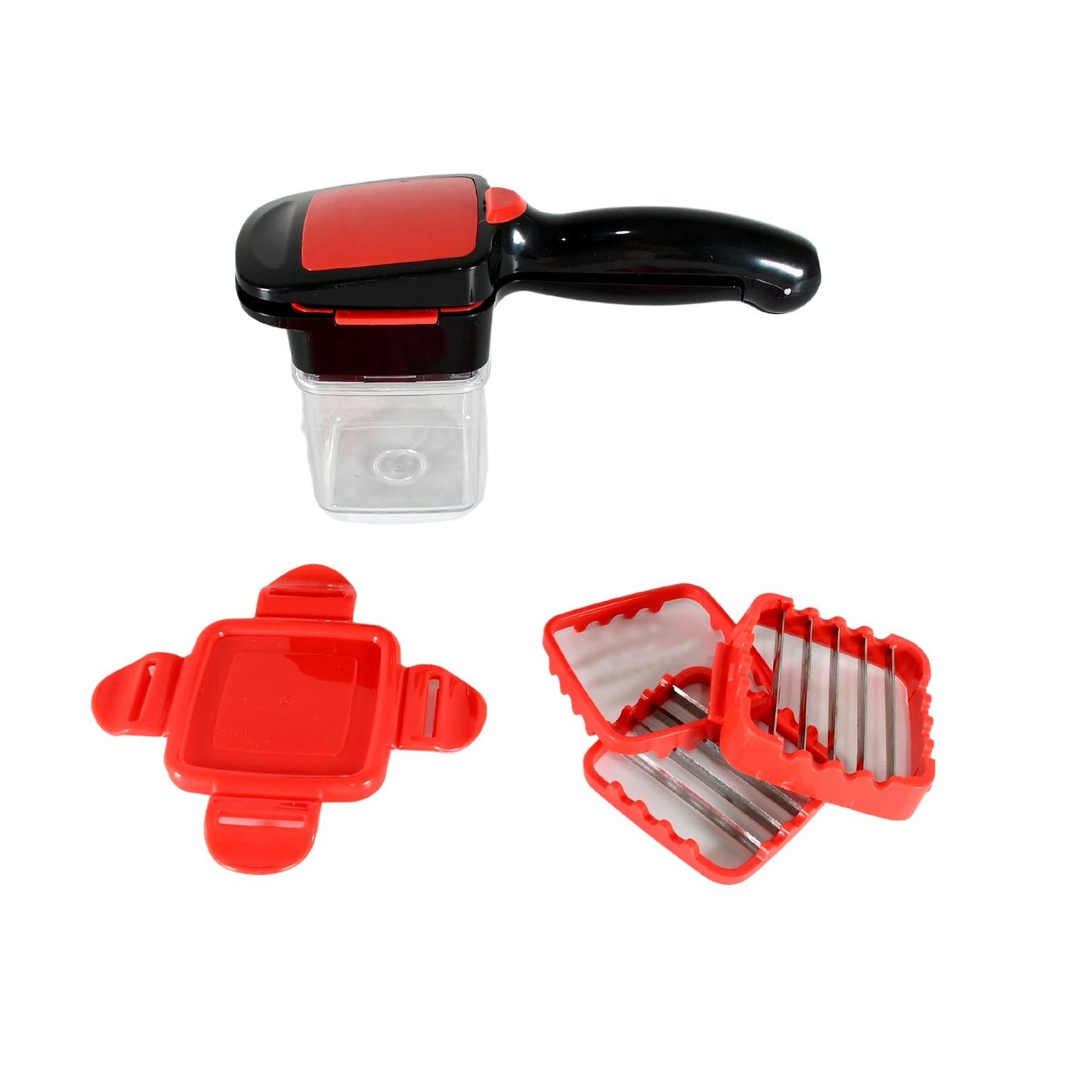 Multifunction Vegetable Cutter Manual Vegetable Quick Dicer Fruit Chopper Slicer with 3 Interchangeable Stainless Steel Blade Inserts, Non - Skid Base Slicer and Chopper - infinityexculsivestore.com