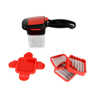 Multifunction Vegetable Cutter Manual Vegetable Quick Dicer Fruit Chopper Slicer with 3 Interchangeable Stainless Steel Blade Inserts, Non - Skid Base Slicer and Chopper - infinityexculsivestore.com