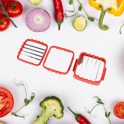 Multifunction Vegetable Cutter Manual Vegetable Quick Dicer Fruit Chopper Slicer with 3 Interchangeable Stainless Steel Blade Inserts, Non - Skid Base Slicer and Chopper - infinityexculsivestore.com