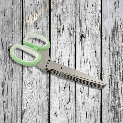 Multifunction Vegetable Stainless Steel Herbs Scissor With 5 Blades (1 Pc) - infinityexculsivestore.com