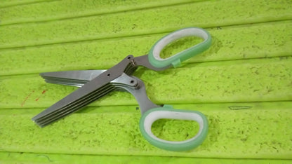 Multifunction Vegetable Stainless Steel Herbs Scissor With 5 Blades (1 Pc) - infinityexculsivestore.com