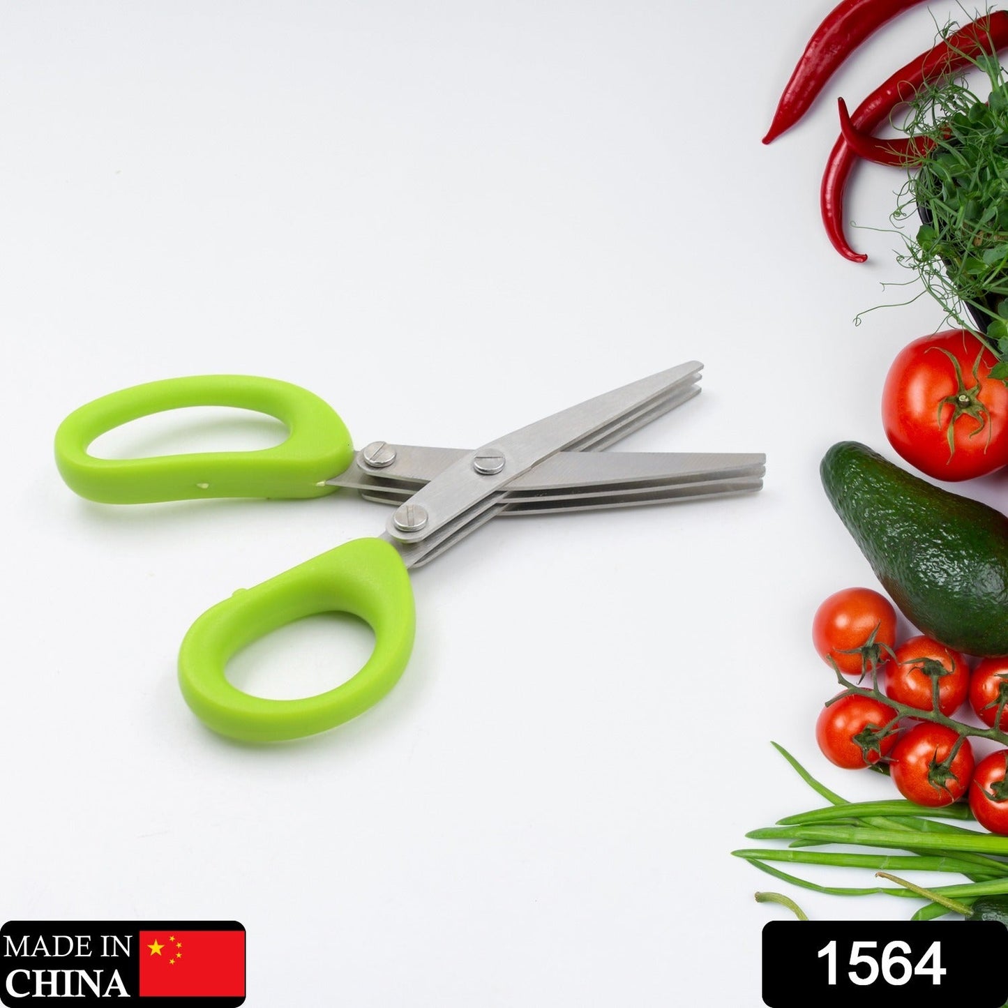 Multifunction Vegetable Stainless Steel Herbs Scissor with 3 Blades - infinityexculsivestore.com