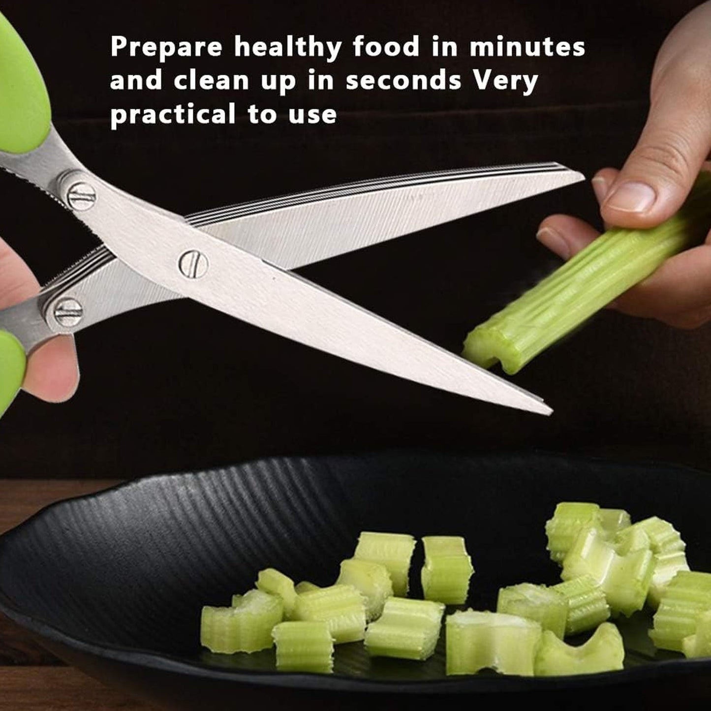 Multifunction Vegetable Stainless Steel Herbs Scissor with 3 Blades - infinityexculsivestore.com