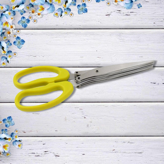 Multifunction Vegetable Stainless Steel Herbs Scissor with 5 Blades (1 Pc) - infinityexculsivestore.com