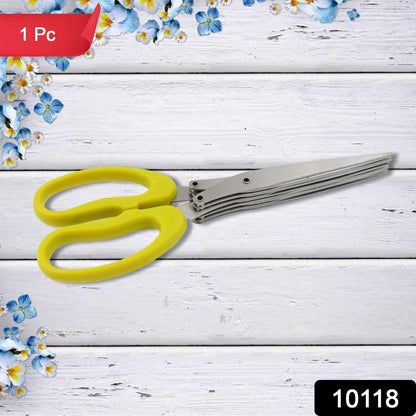Multifunction Vegetable Stainless Steel Herbs Scissor with 5 Blades (1 Pc) - infinityexculsivestore.com