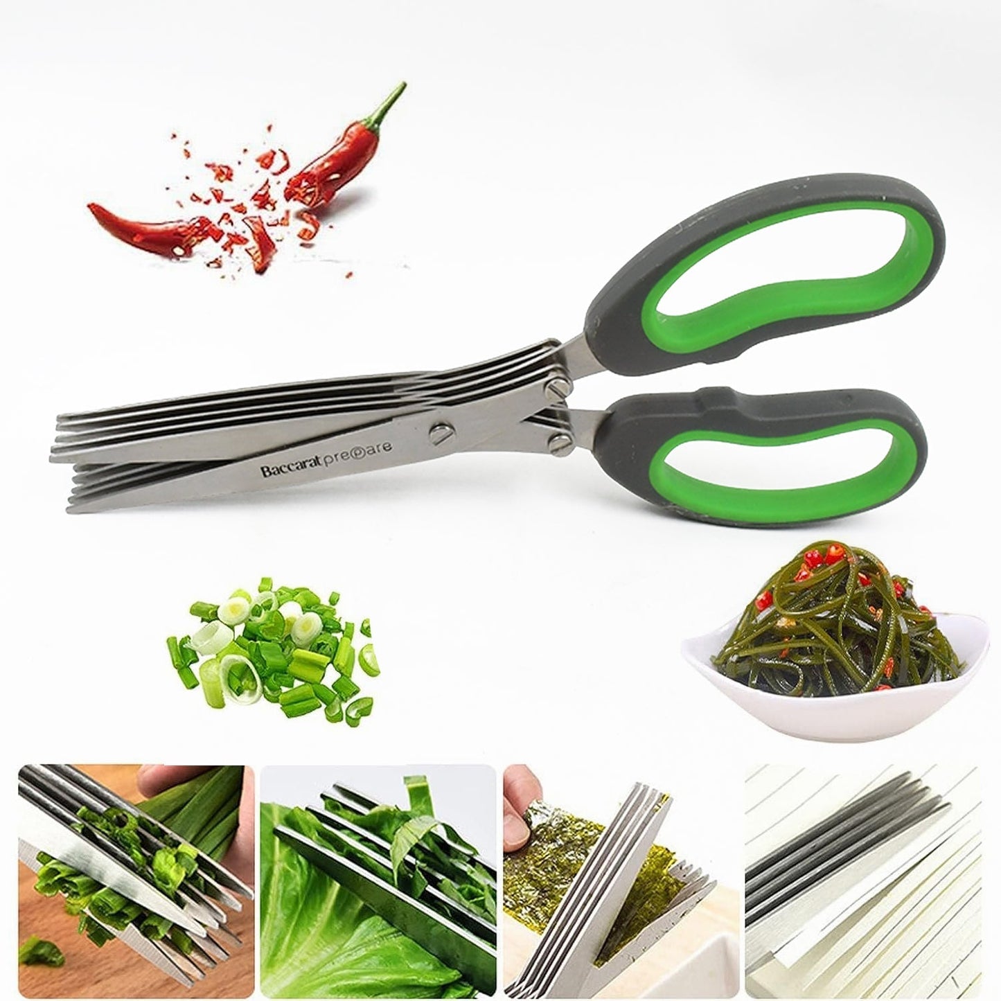 Multifunction Vegetable Stainless Steel Herbs Scissor with 5 Blades (1 Pc) - infinityexculsivestore.com