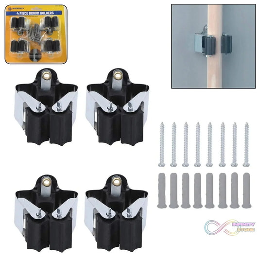 Multifunction Wall Mount Garage Holder for Mop / Broom / Hanger (4 Pcs Set) - infinityexculsivestore.com