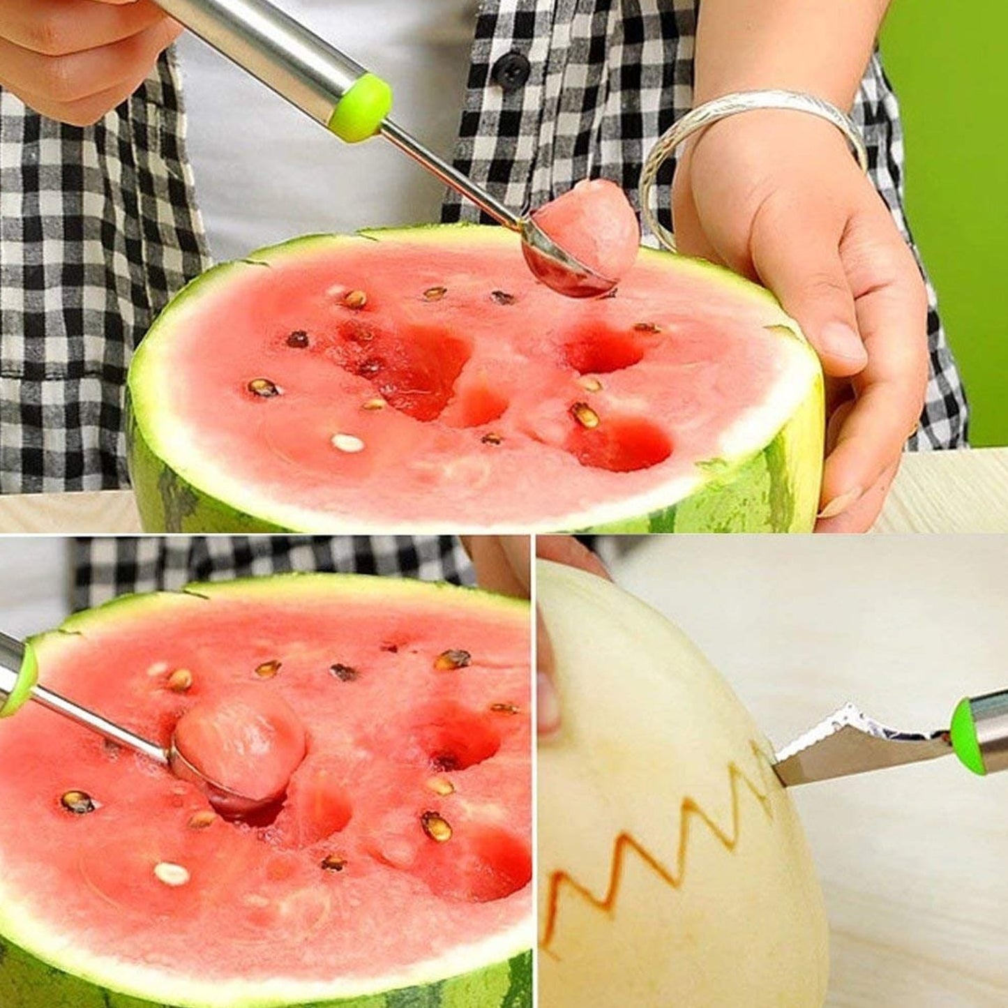 Multifunctional 2 in 1 Melon Baller - Stainless Steel Dig Scoop with Fruit Carving Knife. - infinityexculsivestore.com
