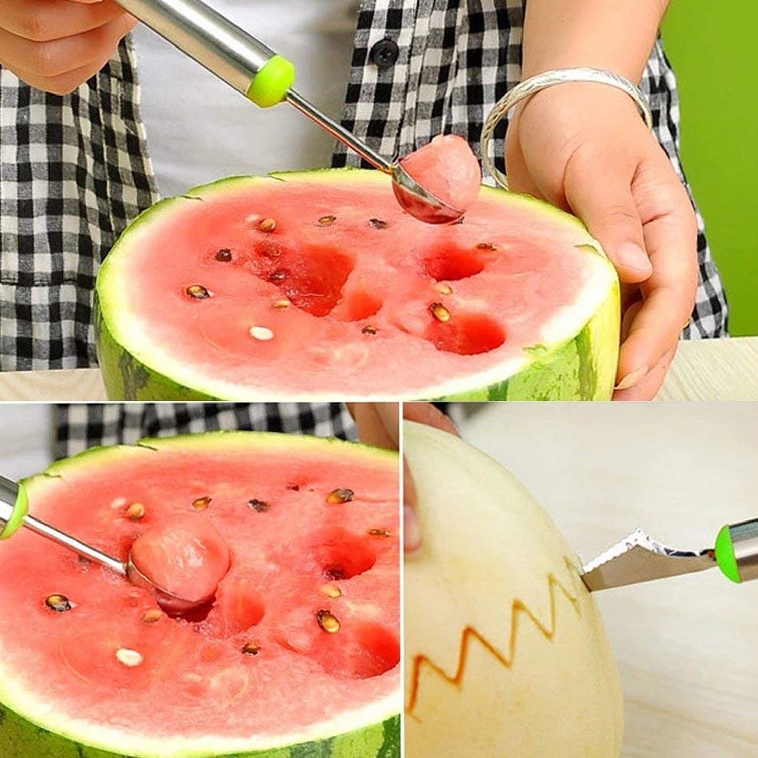 Multifunctional 2 in 1 Melon Baller - Stainless Steel Dig Scoop with Fruit Carving Knife. - infinityexculsivestore.com