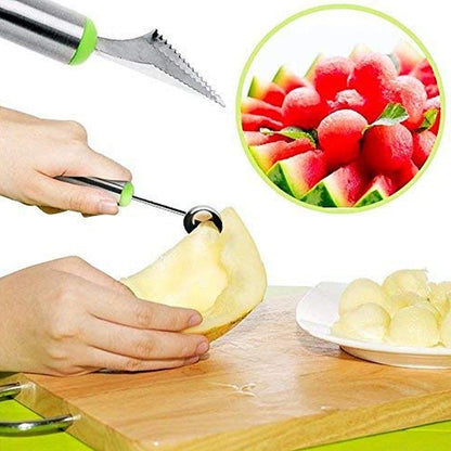 Multifunctional 2 in 1 Melon Baller - Stainless Steel Dig Scoop with Fruit Carving Knife. - infinityexculsivestore.com