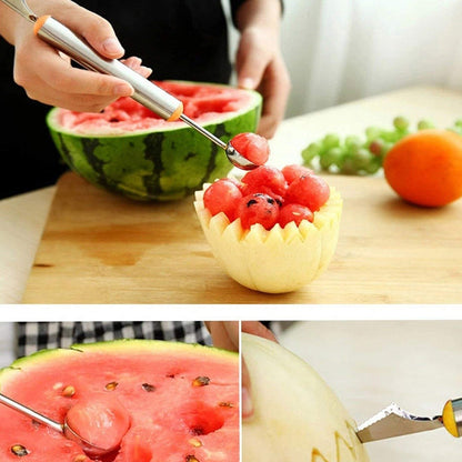 Multifunctional 2 in 1 Melon Baller - Stainless Steel Dig Scoop with Fruit Carving Knife. - infinityexculsivestore.com