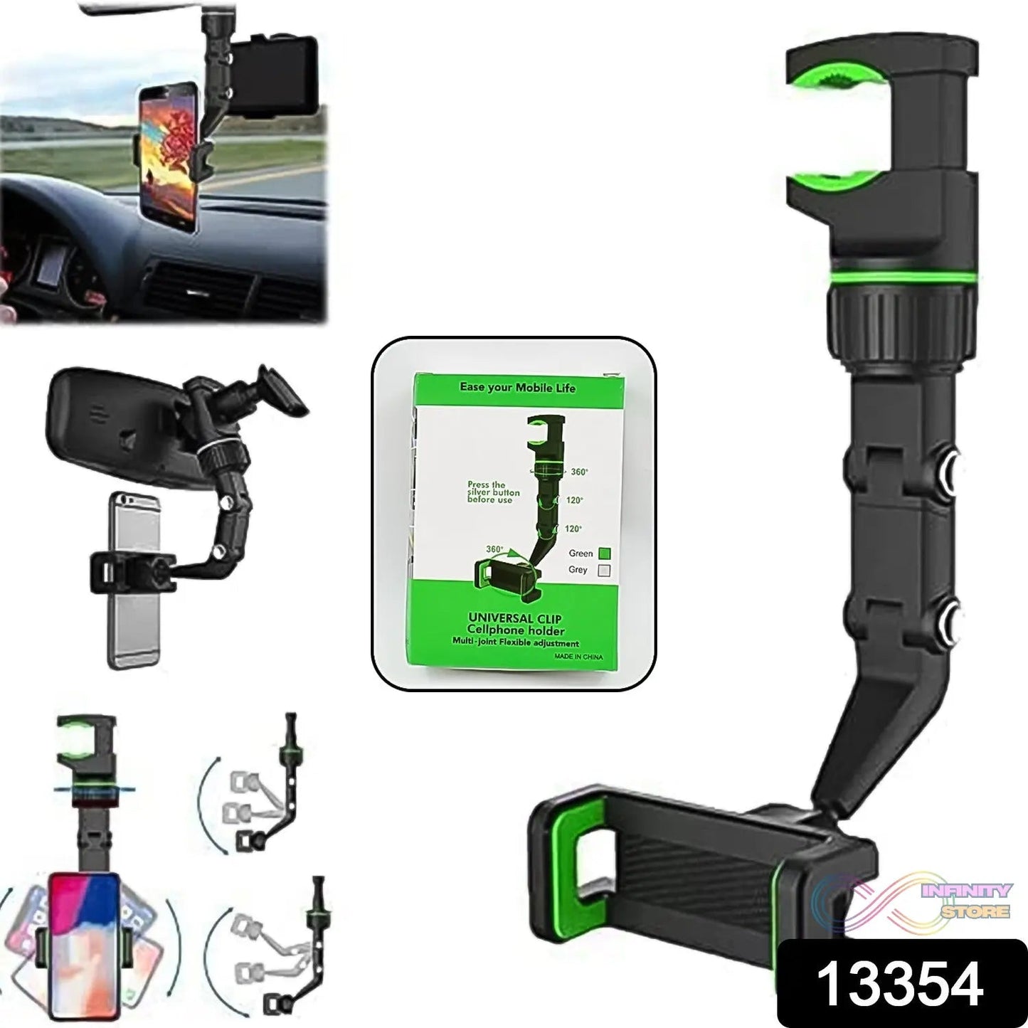 Multifunctional Car Rear View 360° Rotatable Mobile Holder - infinityexculsivestore.com