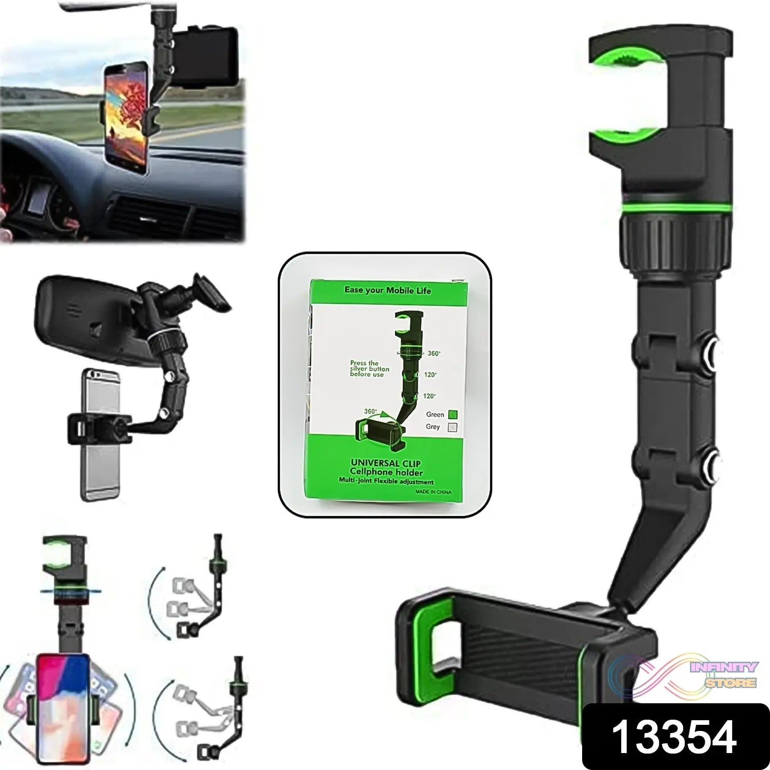 Multifunctional Car Rear View 360° Rotatable Mobile Holder - infinityexculsivestore.com