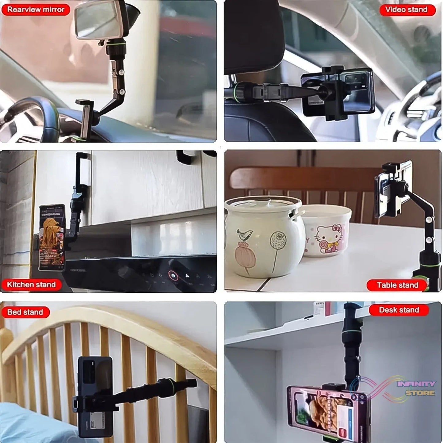 Multifunctional Car Rear View 360° Rotatable Mobile Holder - infinityexculsivestore.com