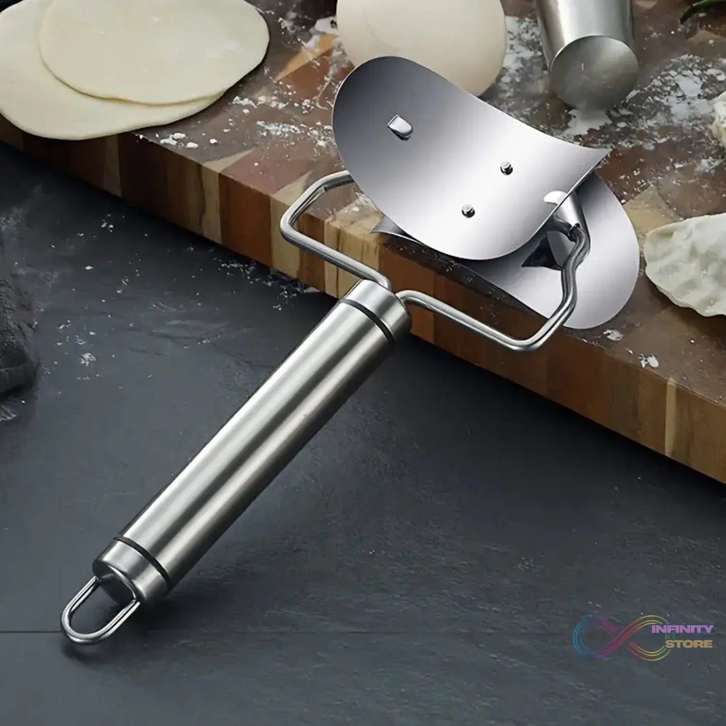 Multifunctional Easy and Fast Stainless Steel Puri cutter roller Machine with Handle for Home Baking Tools for Women, Dough Circle Roller Cutter for Kitchen (1 pc) - infinityexculsivestore.com