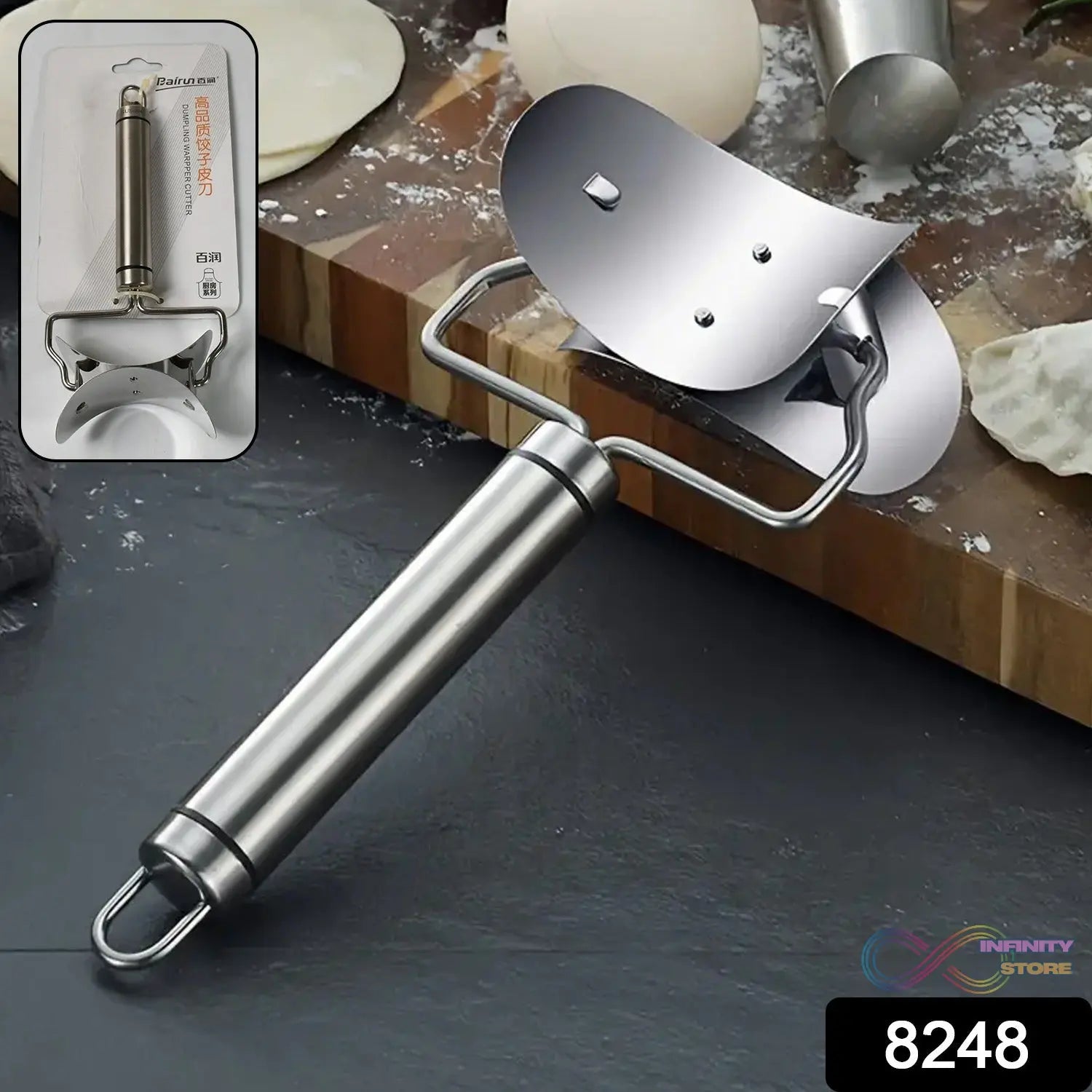 Multifunctional Easy and Fast Stainless Steel Puri cutter roller Machine with Handle for Home Baking Tools for Women, Dough Circle Roller Cutter for Kitchen (1 pc) - infinityexculsivestore.com