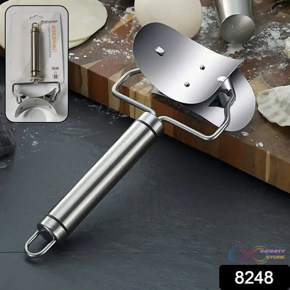 Multifunctional Easy and Fast Stainless Steel Puri cutter roller Machine with Handle for Home Baking Tools for Women, Dough Circle Roller Cutter for Kitchen (1 pc) - infinityexculsivestore.com