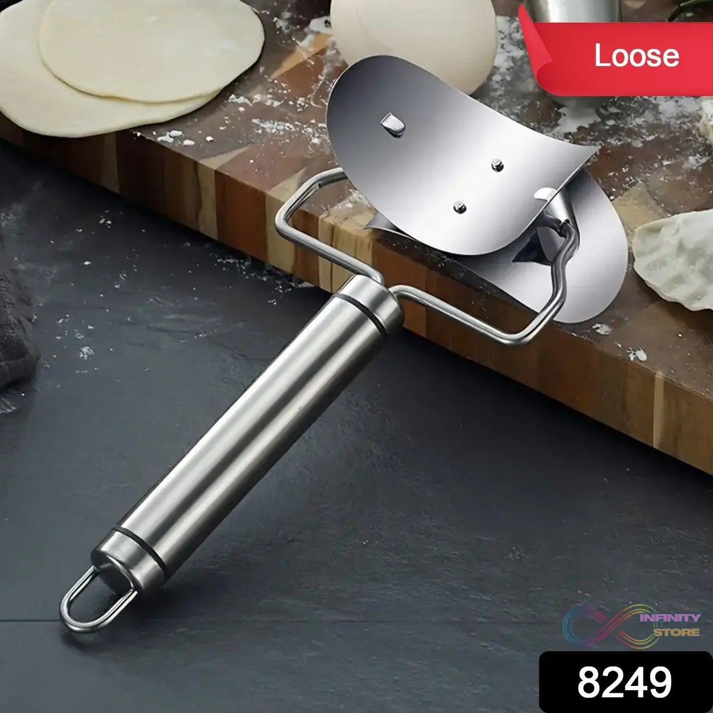 Multifunctional Easy and Fast Stainless Steel Puri cutter roller Machine with Handle for Home Baking Tools for Women, Dough Circle Roller Cutter for Kitchen (1 pc) - infinityexculsivestore.com