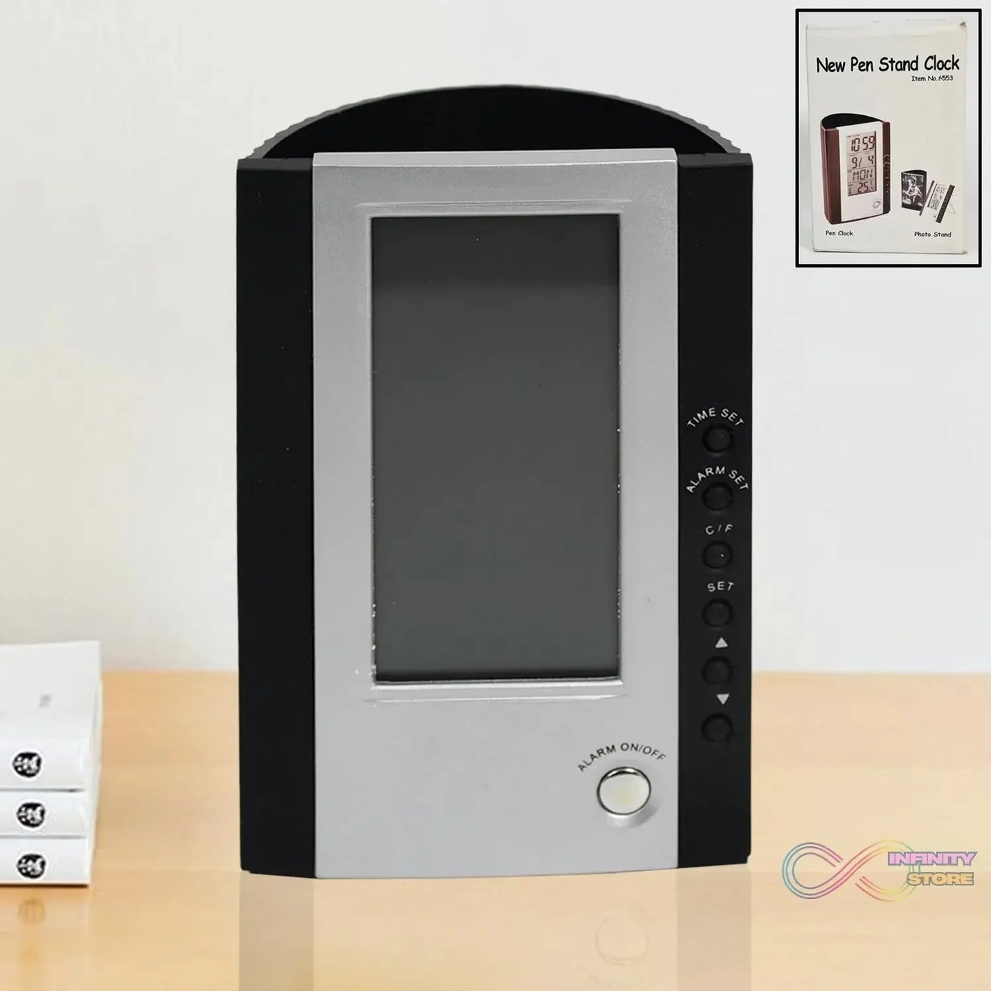 Multifunctional Pen Holder LED Pen Holder with LCD Digital Clock Pen Holder - infinityexculsivestore.com
