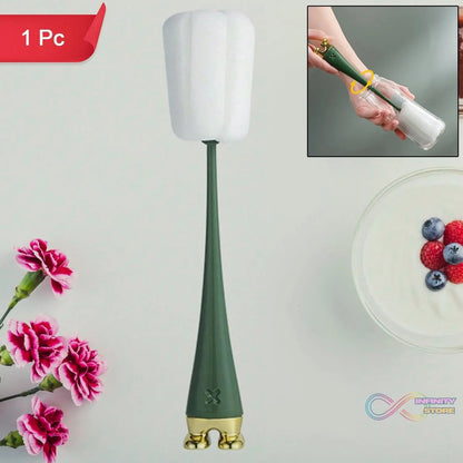 Multifunctional Silicone Bottle Cleaning Foam Brush with Plastic Long Handle (1 Pc) - infinityexculsivestore.com
