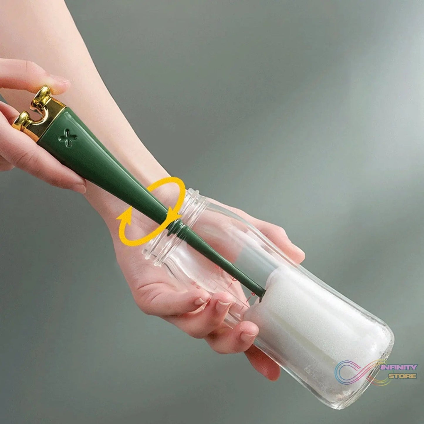 Multifunctional Silicone Bottle Cleaning Foam Brush with Plastic Long Handle (1 Pc) - infinityexculsivestore.com