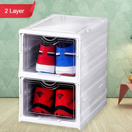 Stackable Multifunctional Storage, for Clothes Foldable Drawer Shelf Basket Utility Cart Rack Storage Organizer Cart for Kitchen, Pantry Closet, Bedroom, Bathroom, Laundry (2 / Layer 1 Pc) - infinityexculsivestore.com