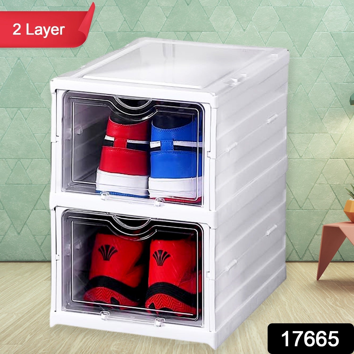 Stackable Multifunctional Storage, for Clothes Foldable Drawer Shelf Basket Utility Cart Rack Storage Organizer Cart for Kitchen, Pantry Closet, Bedroom, Bathroom, Laundry (2 / Layer 1 Pc) - infinityexculsivestore.com