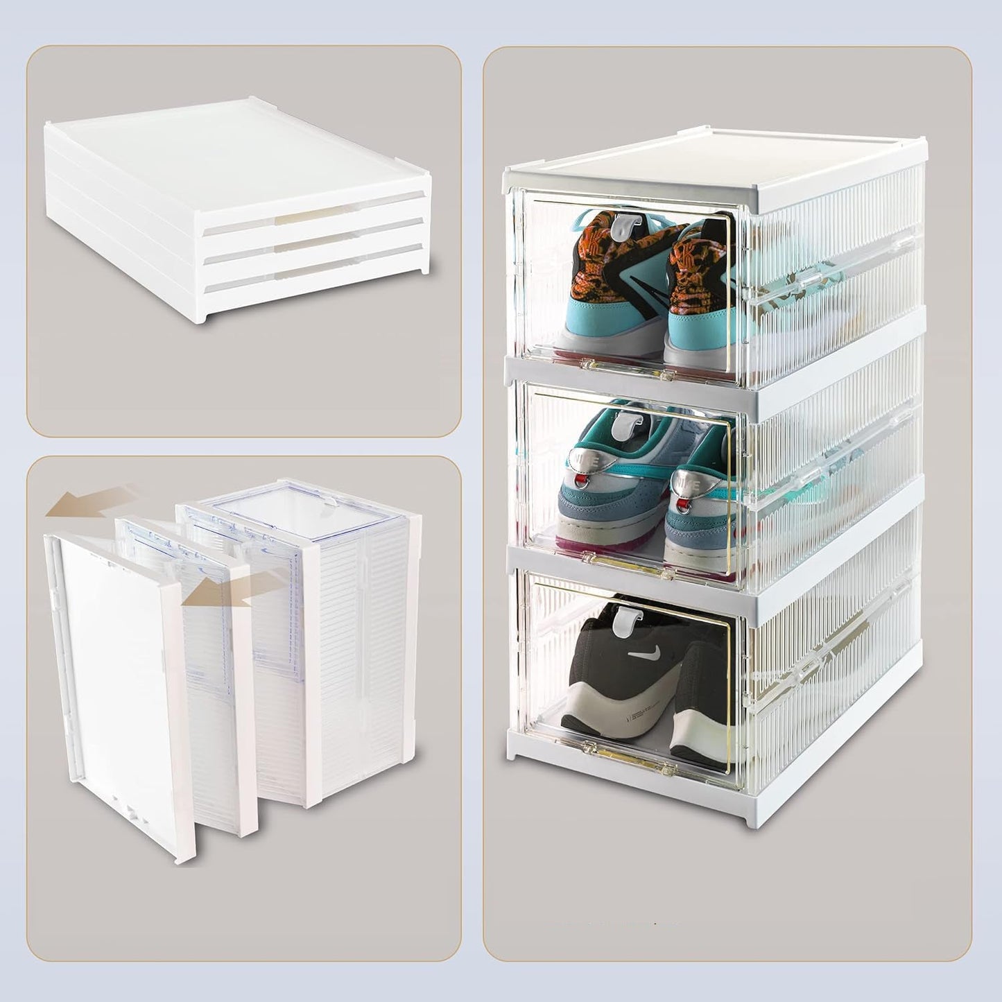 Stackable Multifunctional Storage, for Clothes Foldable Drawer Shelf Basket Utility Cart Rack Storage Organizer Cart for Kitchen, Pantry Closet, Bedroom, Bathroom, Laundry (3 Layer / 1 Pc) - infinityexculsivestore.com