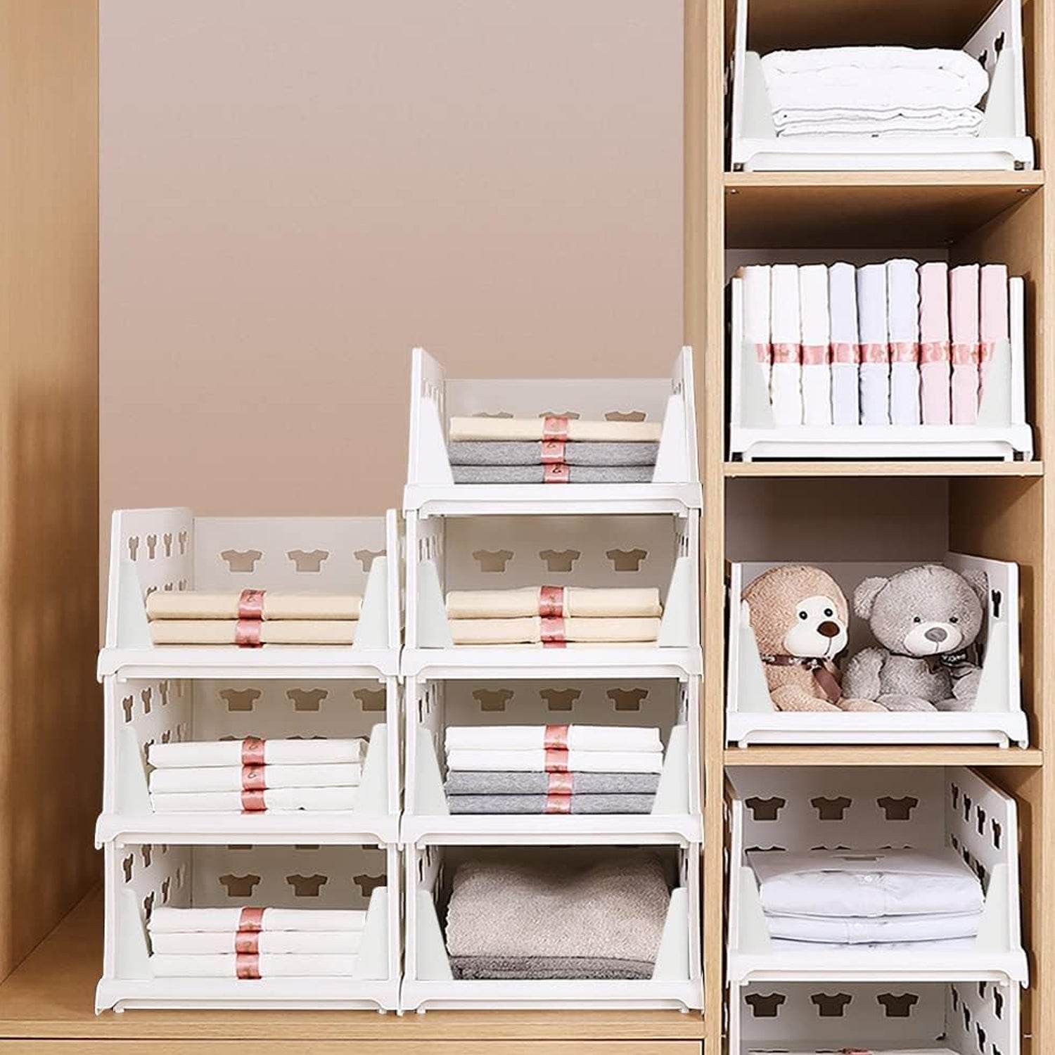 3 Layer Stackable Multifunctional Storage,for Clothes Foldable Drawer Shelf Basket Utility Cart Rack Storage Organizer Cart for Kitchen, Pantry Closet, Bedroom, Bathroom, Laundry(3 Layer 1 Pc) - infinityexculsivestore.com