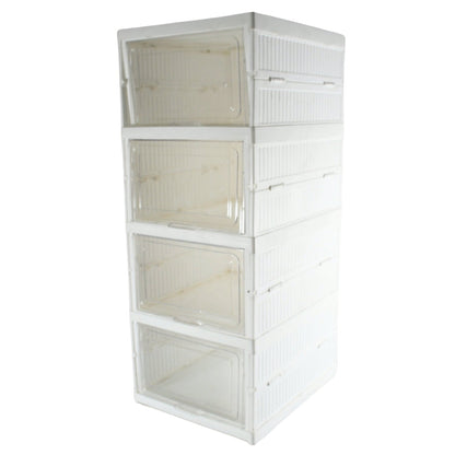 Stackable Multifunctional Storage, for Clothes Foldable Drawer Shelf Basket Utility Cart Rack Storage Organizer Cart for Kitchen, Pantry Closet, Bedroom, Bathroom, Laundry (4 Layer / 1 Pc) - infinityexculsivestore.com