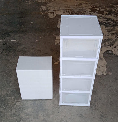 Stackable Multifunctional Storage, for Clothes Foldable Drawer Shelf Basket Utility Cart Rack Storage Organizer Cart for Kitchen, Pantry Closet, Bedroom, Bathroom, Laundry (4 Layer / 1 Pc) - infinityexculsivestore.com