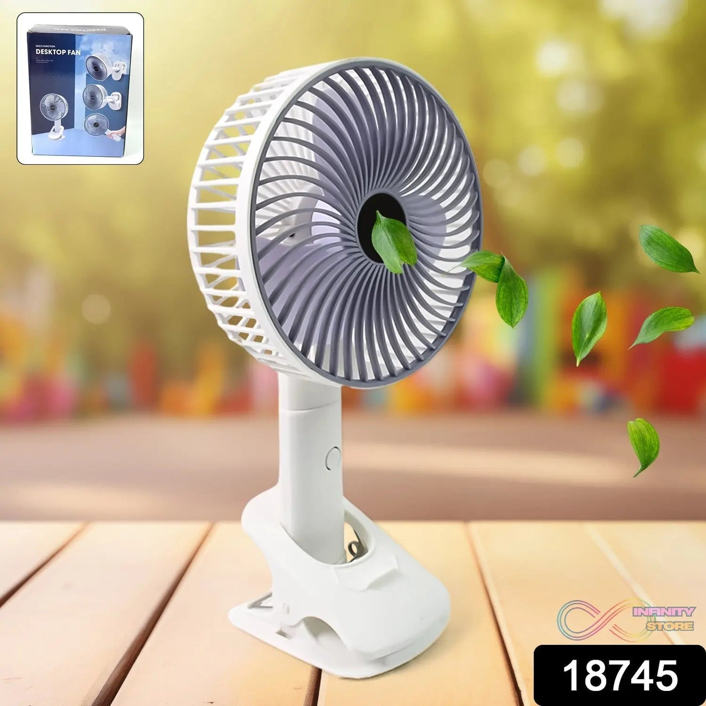 Multifunctional USB Desk Fan Clipped Fan (1 Pc / With Color Box) - infinityexculsivestore.com